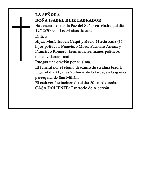 Doña Isabel Ruiz Labrador
