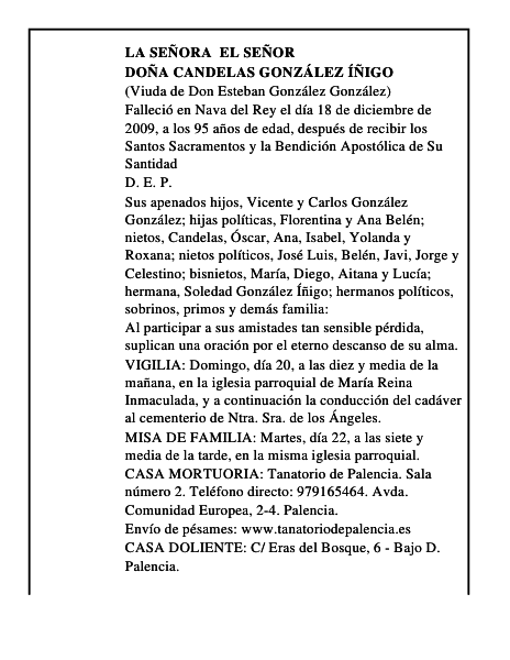 Doña Candelas González Íñigo