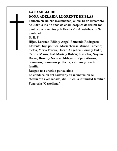 Doña Adelaida Llorente de Blas