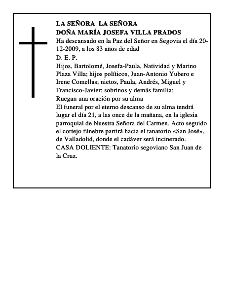 Doña María Josefa Villa Prados