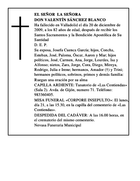 Don Valentín Sánchez Blanco