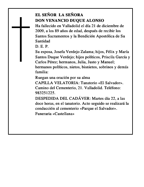 Don Venancio Duque Alonso