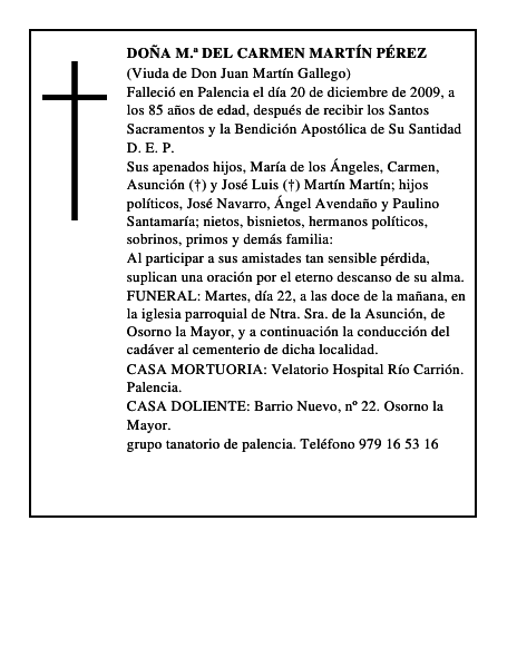 Doña M.ª del Carmen Martín Pérez