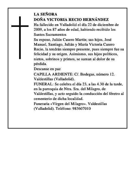 Doña Victoria Recio Hernández