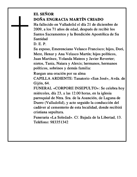 Doña Engracia Martín Criado