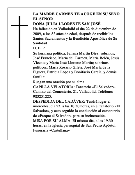 Doña Julia Llorente San José