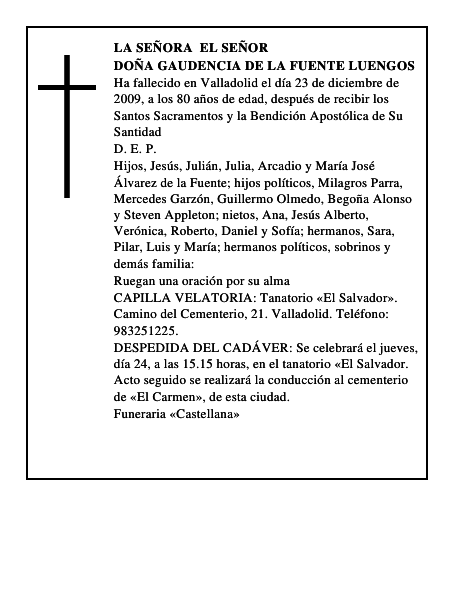 Doña Gaudencia de la Fuente Luengos