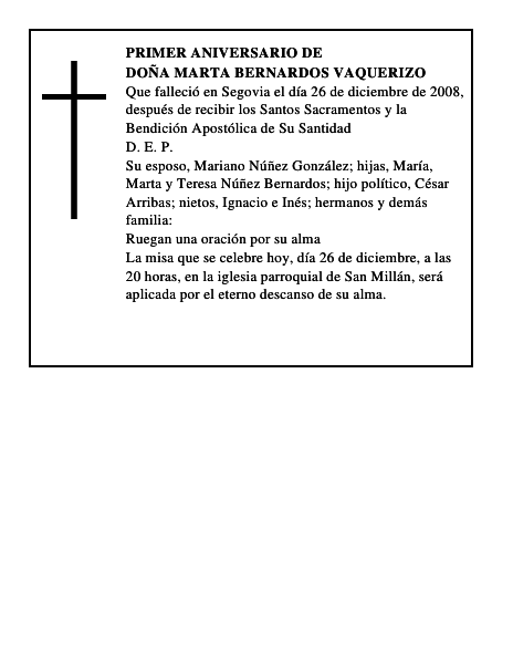 Doña Marta Bernardos Vaquerizo