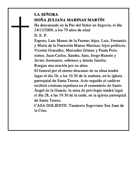 Doña Juliana Marinas Martín