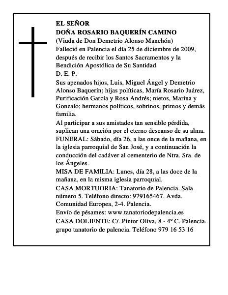 Doña Rosario Baquerín Camino