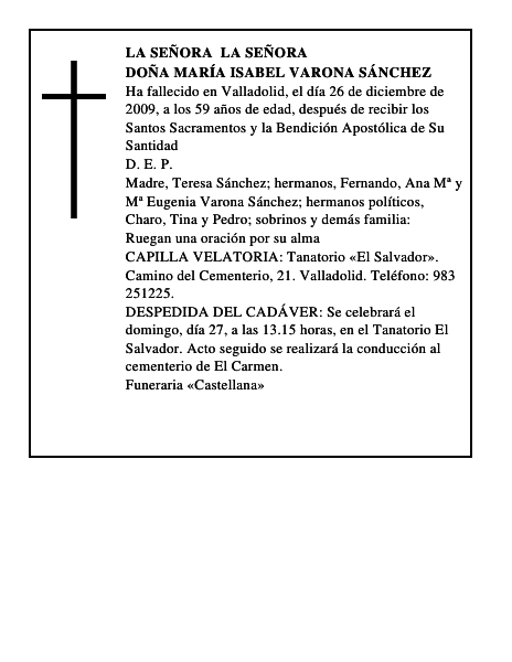 Doña María Isabel Varona Sánchez