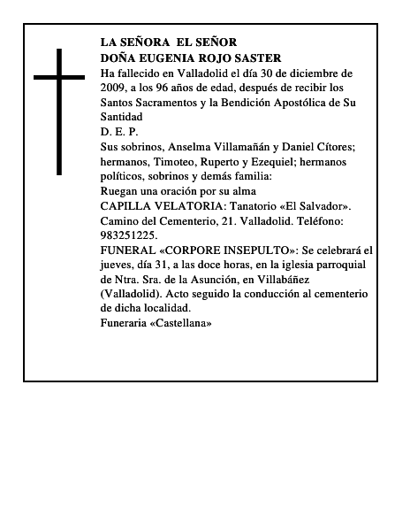 Doña Eugenia Rojo Saster