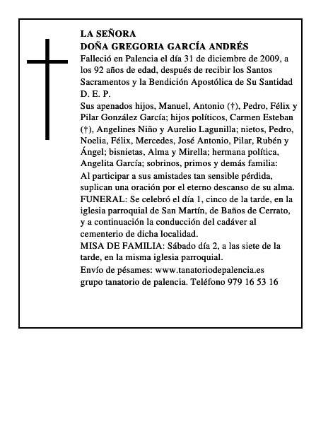 Doña Gregoria García Andrés