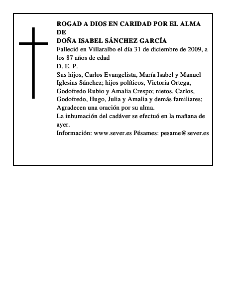 Doña Isabel Sánchez García