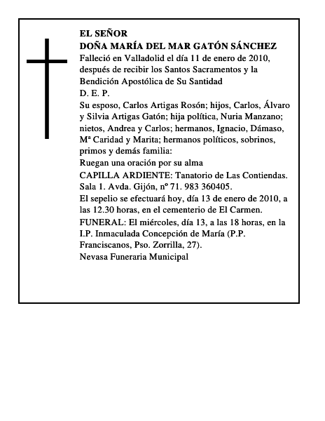 Doña María del Mar Gatón Sánchez