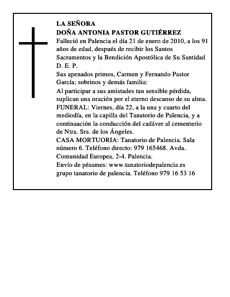 Doña Antonia Pastor Gutiérrez
