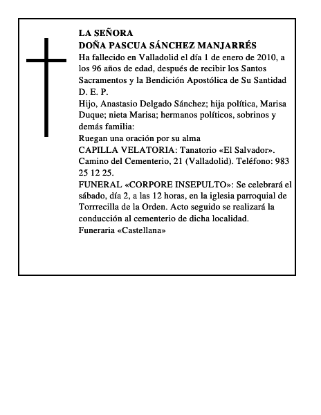 Doña Pascua Sánchez Manjarrés