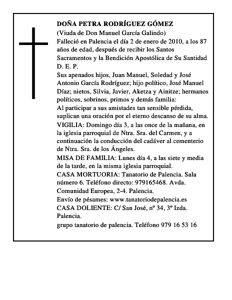 Doña Petra Rodríguez Gómez