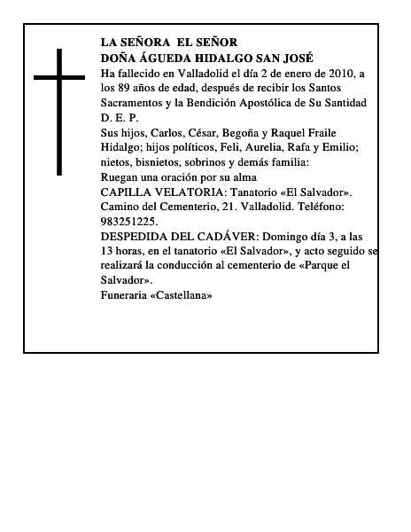 Doña Águeda Hidalgo San José