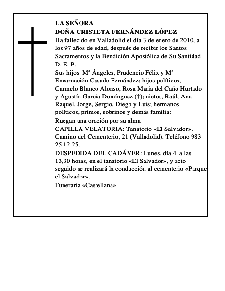 Doña Cristeta Fernández López