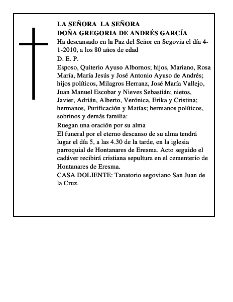 Doña Gregoria de Andrés García
