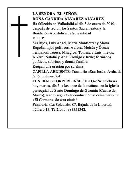 Doña Cándida Álvarez Álvarez