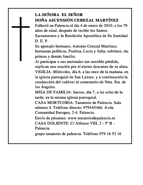 Doña Ascensión Cerezal Martínez