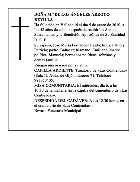 Doña M.ª de los Ángeles Arroyo Revilla