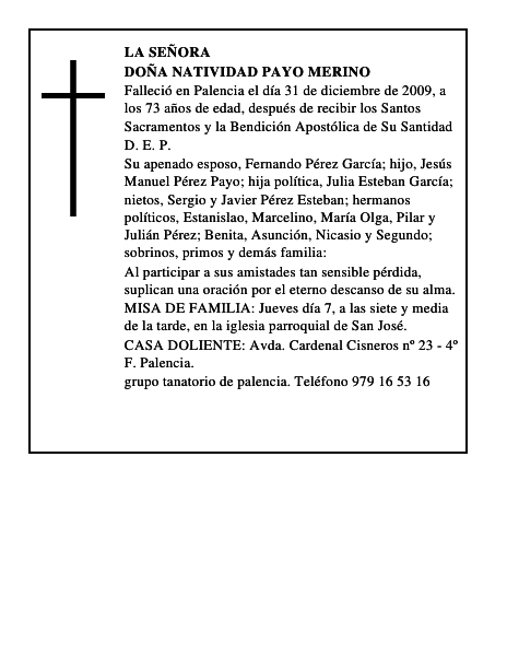 Doña Natividad Payo Merino