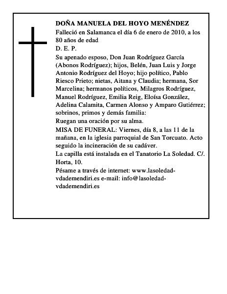 Doña Manuela del Hoyo Menéndez