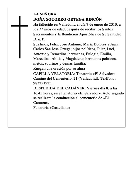 Doña Socorro Ortega Rincón