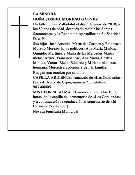 Doña Josefa Moreno Gálvez