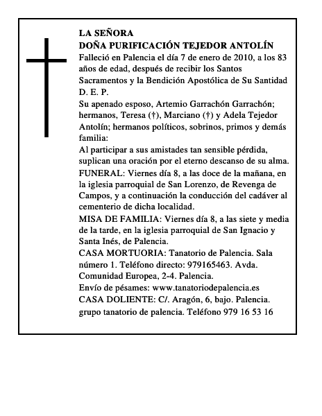 Doña Purificación Tejedor Antolín