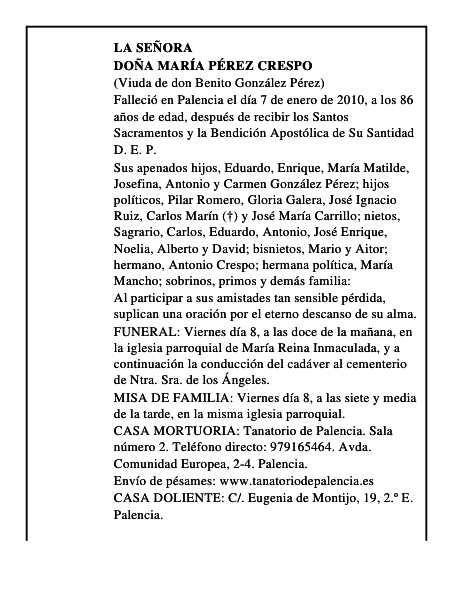 Doña María Pérez Crespo