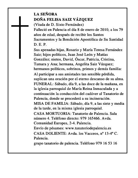 Doña Felisa Saiz Vázquez