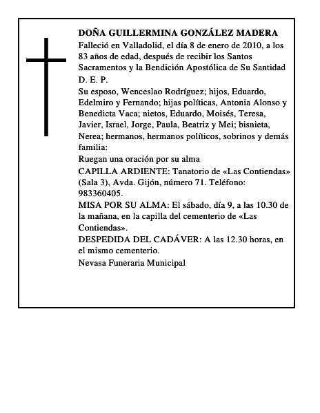 Doña Guillermina González Madera