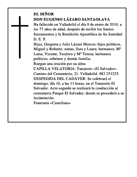 Don Eugenio Lázaro Santaolaya