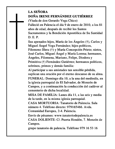 Doña Irene Fernández Gutiérrez