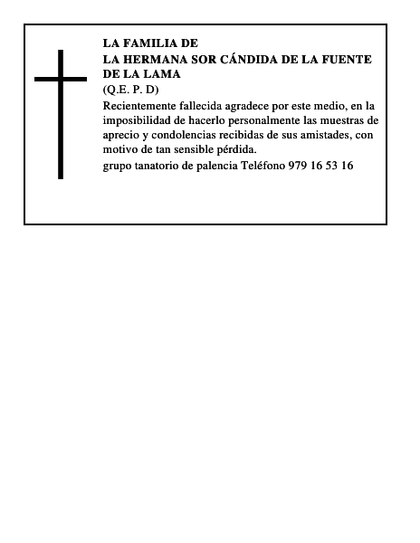 La hermana Sor Cándida de la Fuente de la Lama