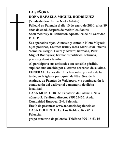 Doña Rafaela Miguel Rodríguez