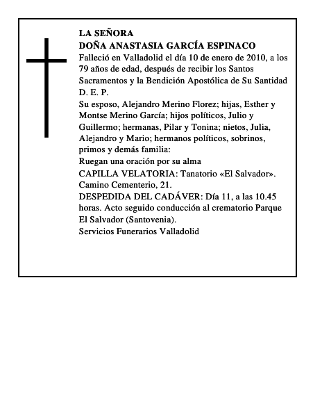 Doña Anastasia García Espinaco