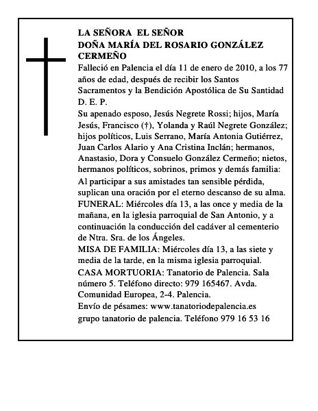 Doña María del Rosario González Cermeño