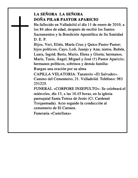 Doña Pilar Pastor Aparicio