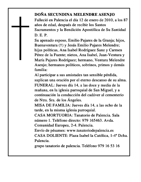 Doña Secundina Melendre Asenjo