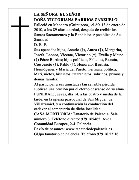 Doña Victoriana Barrios Zarzuelo