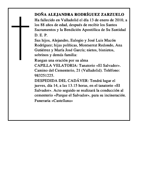 Doña Alejandra Rodríguez Zarzuelo