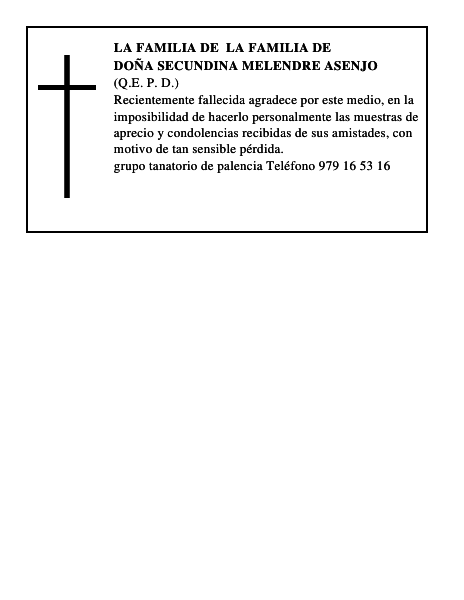 Doña Secundina Melendre Asenjo