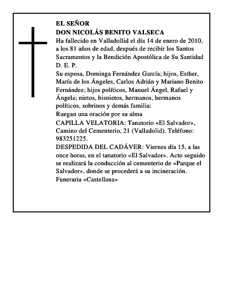 Don Nicolás Benito Valseca