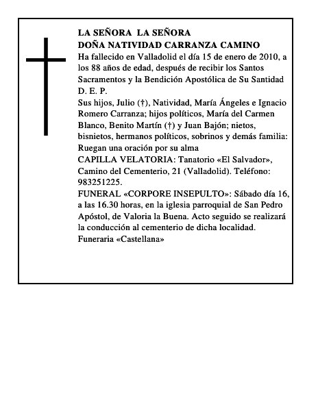 Doña Natividad Carranza Camino