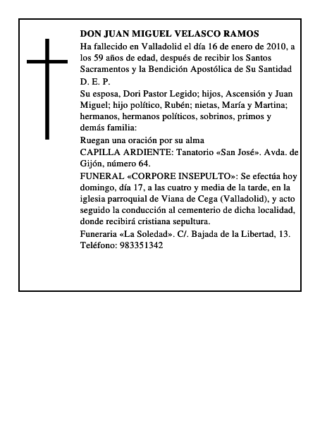 Don Juan Miguel Velasco Ramos